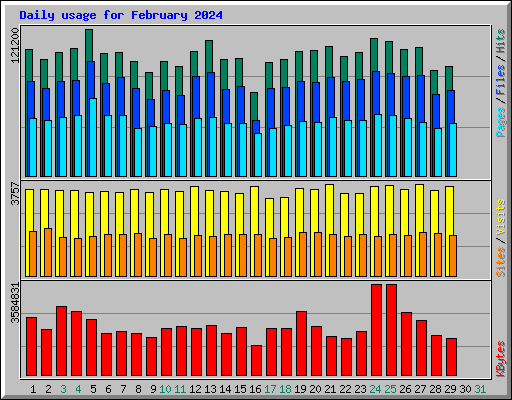 Daily usage for February 2024