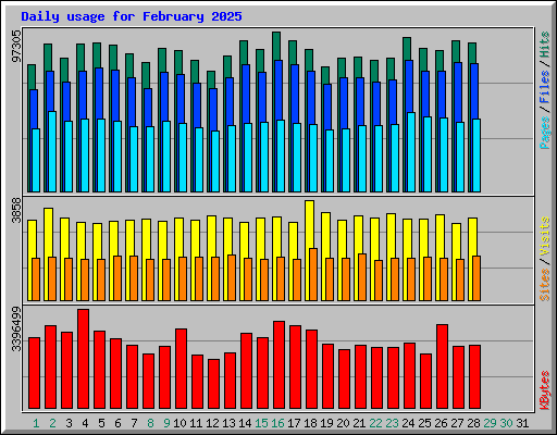 Daily usage for February 2025
