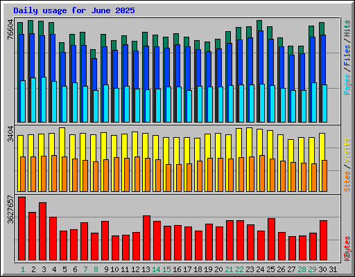 Daily usage for June 2025